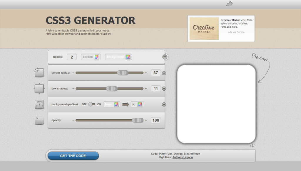 Free Online CSS3 Rounded Corner Generator