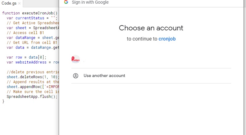 Select your email / account to proceed