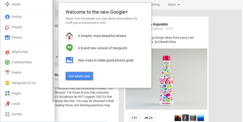 Google Plus New Design is Now Live