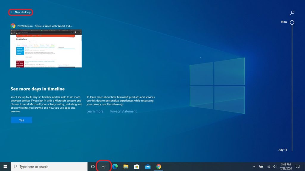 Improve Work Productivity using Windows 10 Virtual Multiple Desktops feature and arrange your apps from cluttered taskbar into different logical desktop screens.