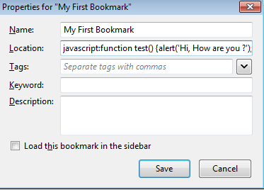 Tutorial to Create Javascript Bookmarklet in Firefox